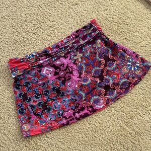 Garnet Hill Multicolor Ruched Swim Skirt with Attached Bottom